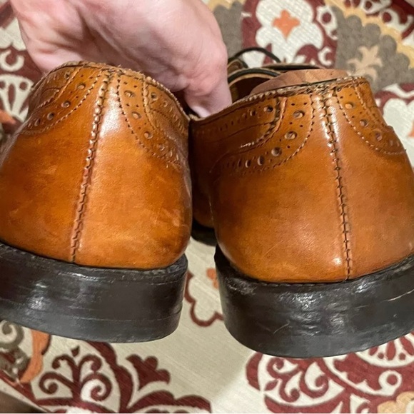 Allen Edmonds McAllister Bench Welt Wingtip Oxford Shoes Men's Size 10.5 Tan Use - Picture 7 of 12